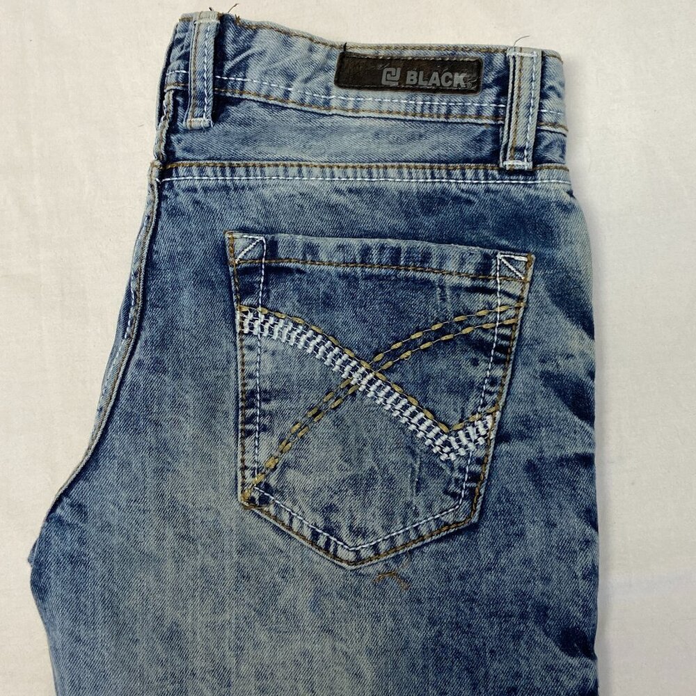CJ Black Distressed Slim Denim Jeans Faded Medium Wash 28 Embroidered Pocket - Picture 11 of 14